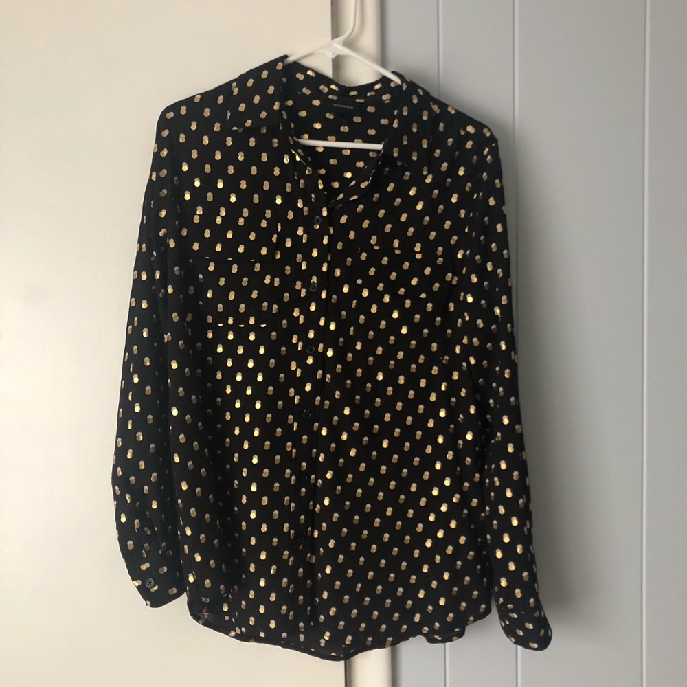 Who What Wear Polka Dot Button Down